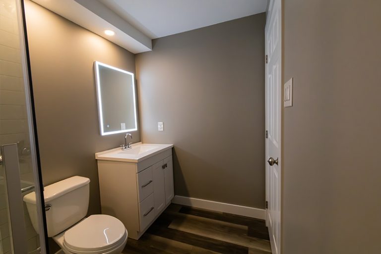 Bathroom vanity with LED mirror