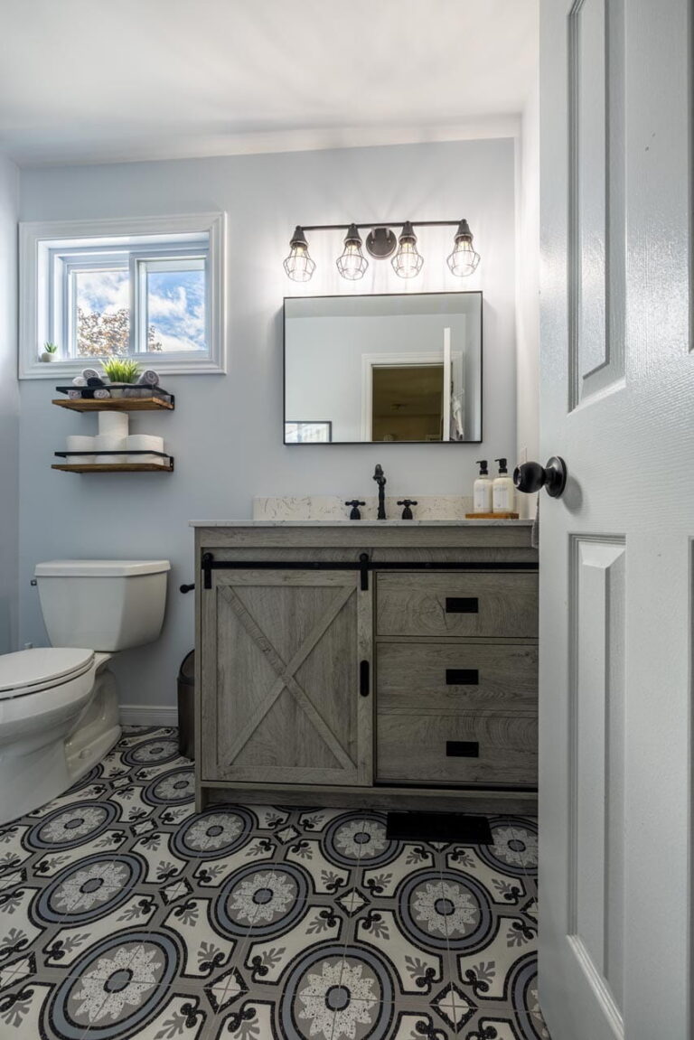 Ottawa Bathroom Contractors Wayfair Vanity With Pattern Tile Floor Vintage Style 768x1151