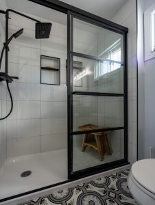 acrylic shower base tiled walls niches and shower seat ottawa bathroom contractors