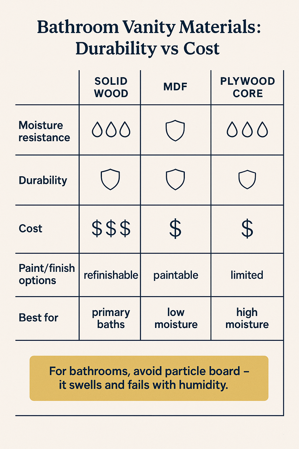Bathroom Vanity Materials diagram