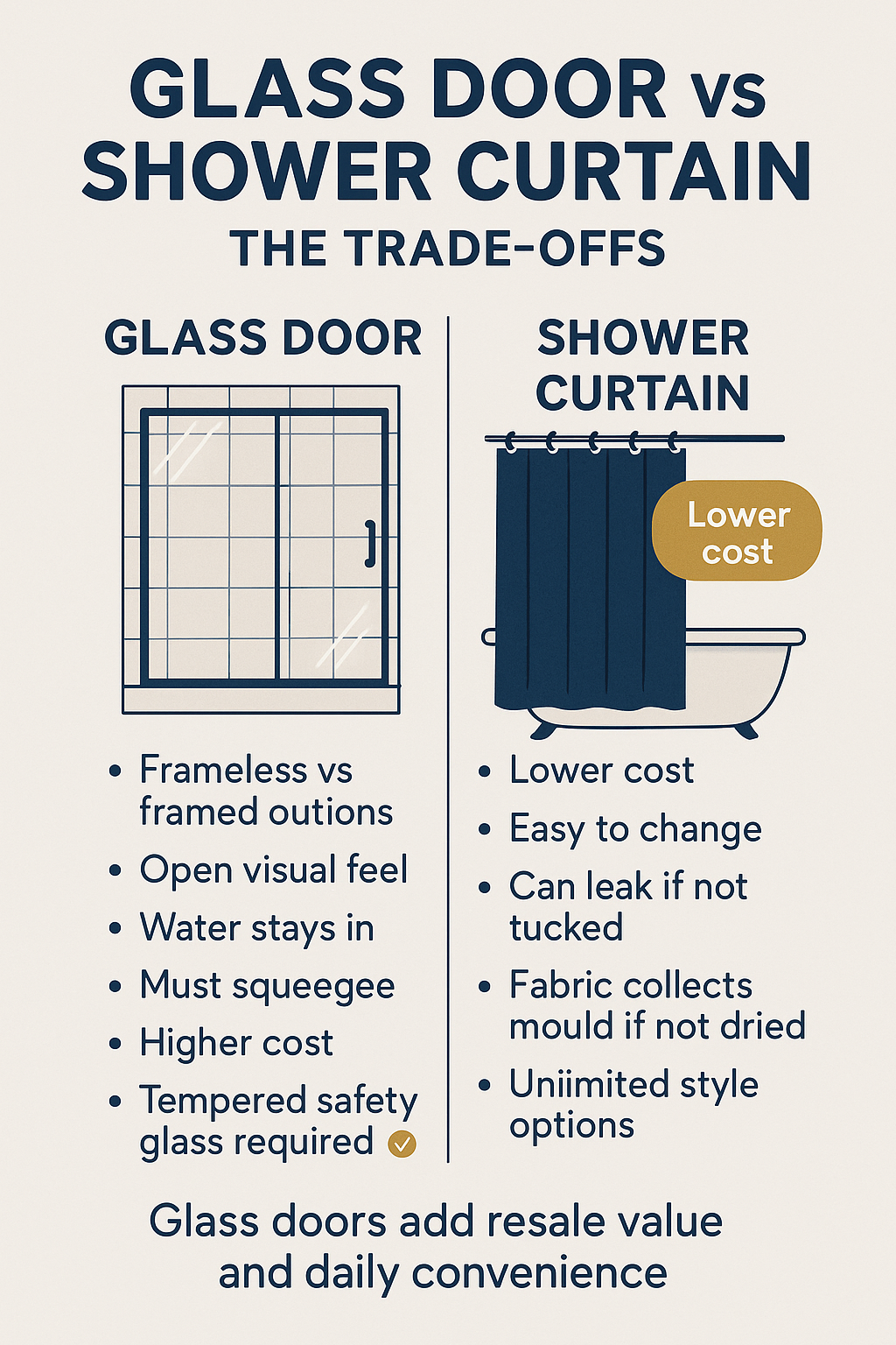 Glass Shower Doors Vs Curtains diagram