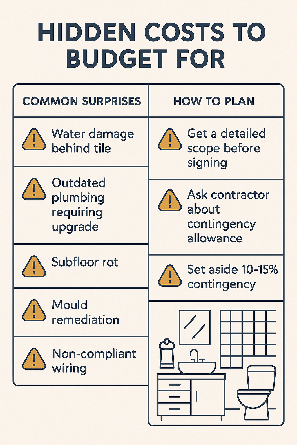 Hidden Costs Bathroom Renovation diagram