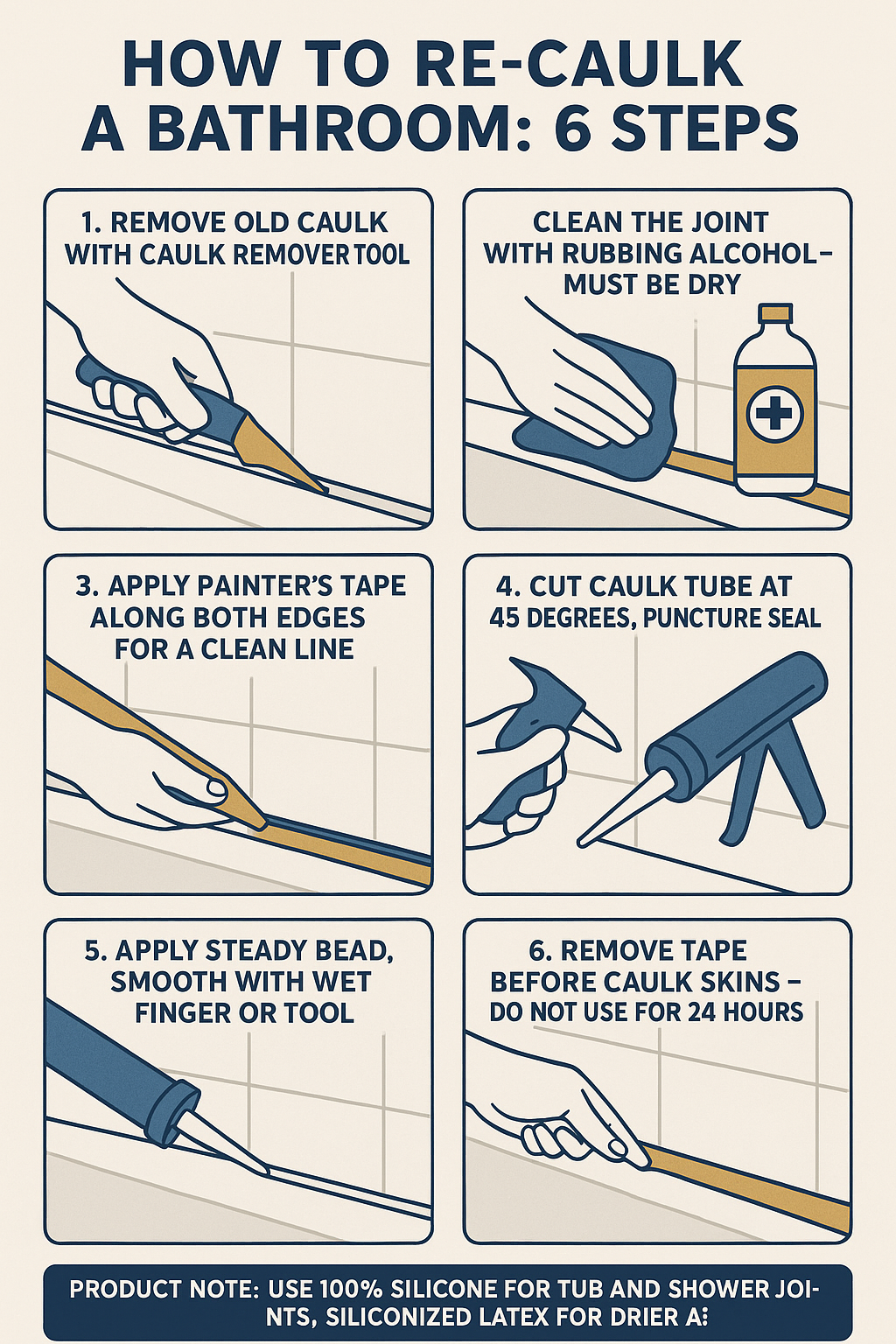 How To Caulk A Bathroom diagram