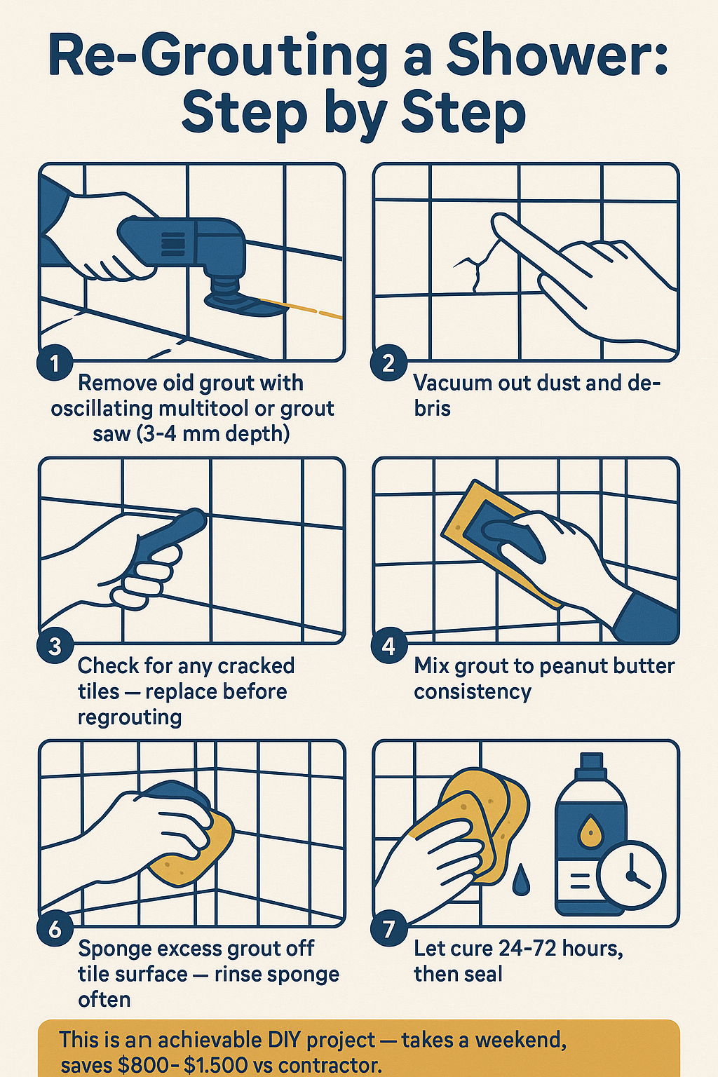 How To Regrout Shower diagram