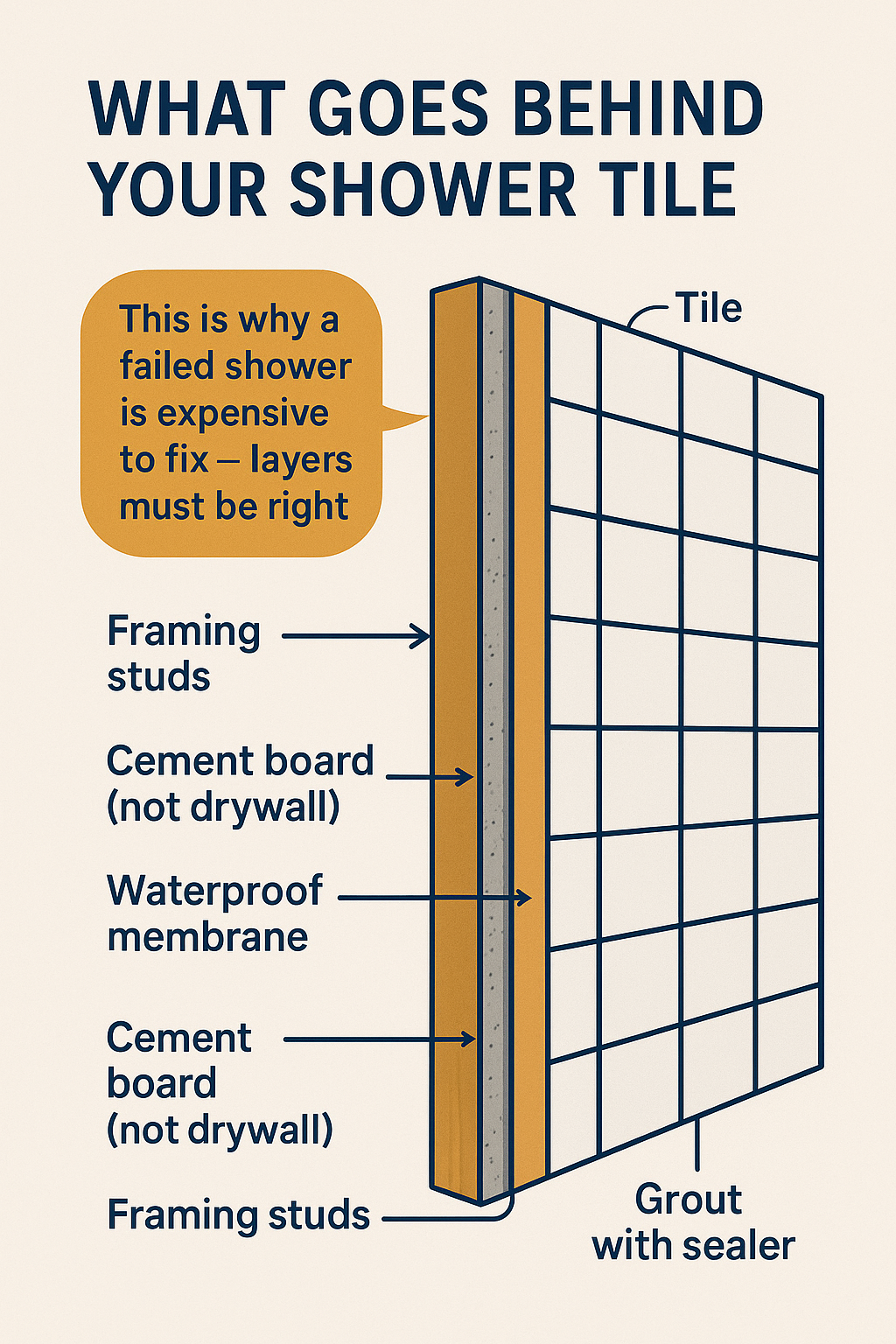 How To Waterproof A Shower diagram