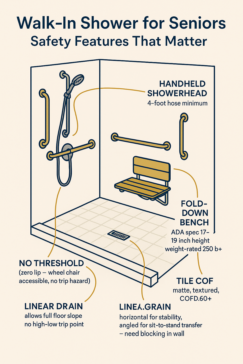 Walk In Shower For Seniors diagram